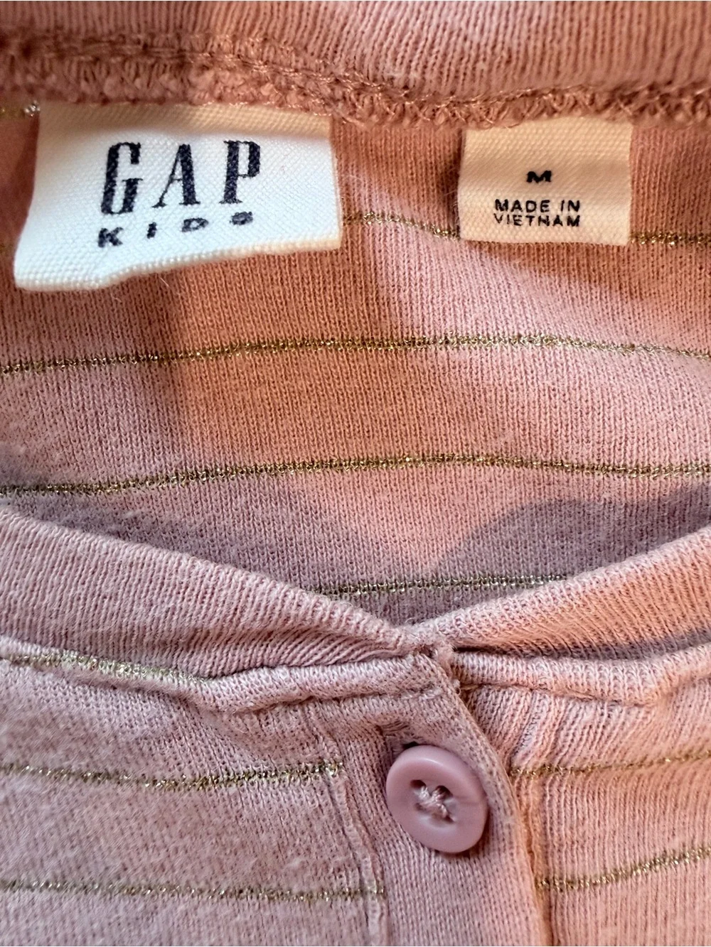 GAP Mauve Pink Striped Long-Sleeve Henley Top